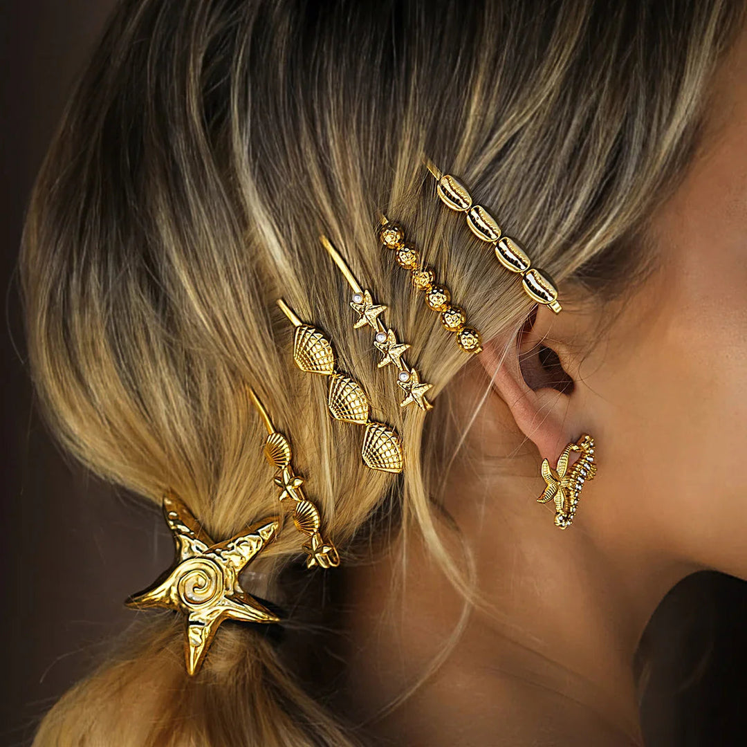 Gold-Plated Coastal Seashells French Pin