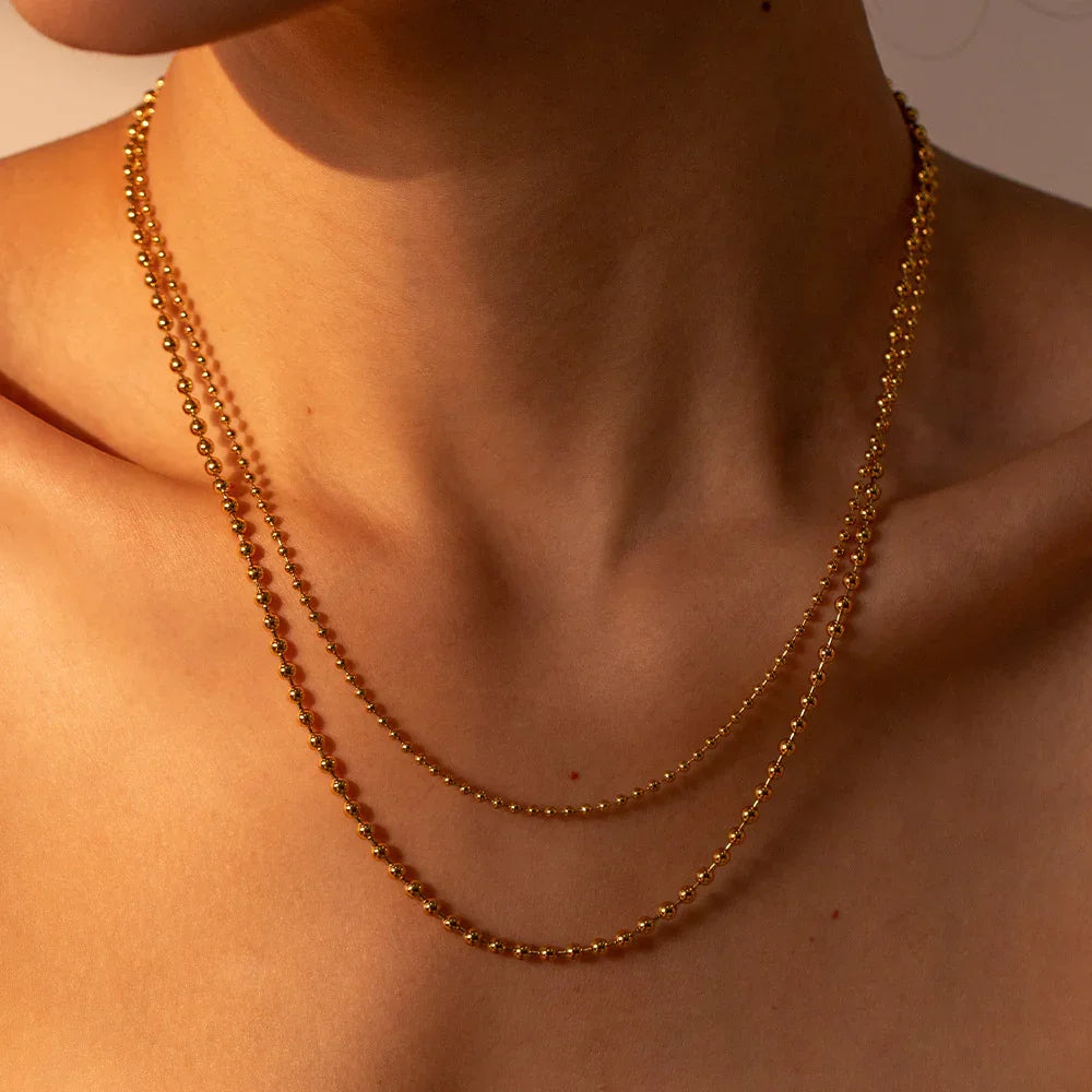 Gold-Tone Beaded Chain Necklace Set