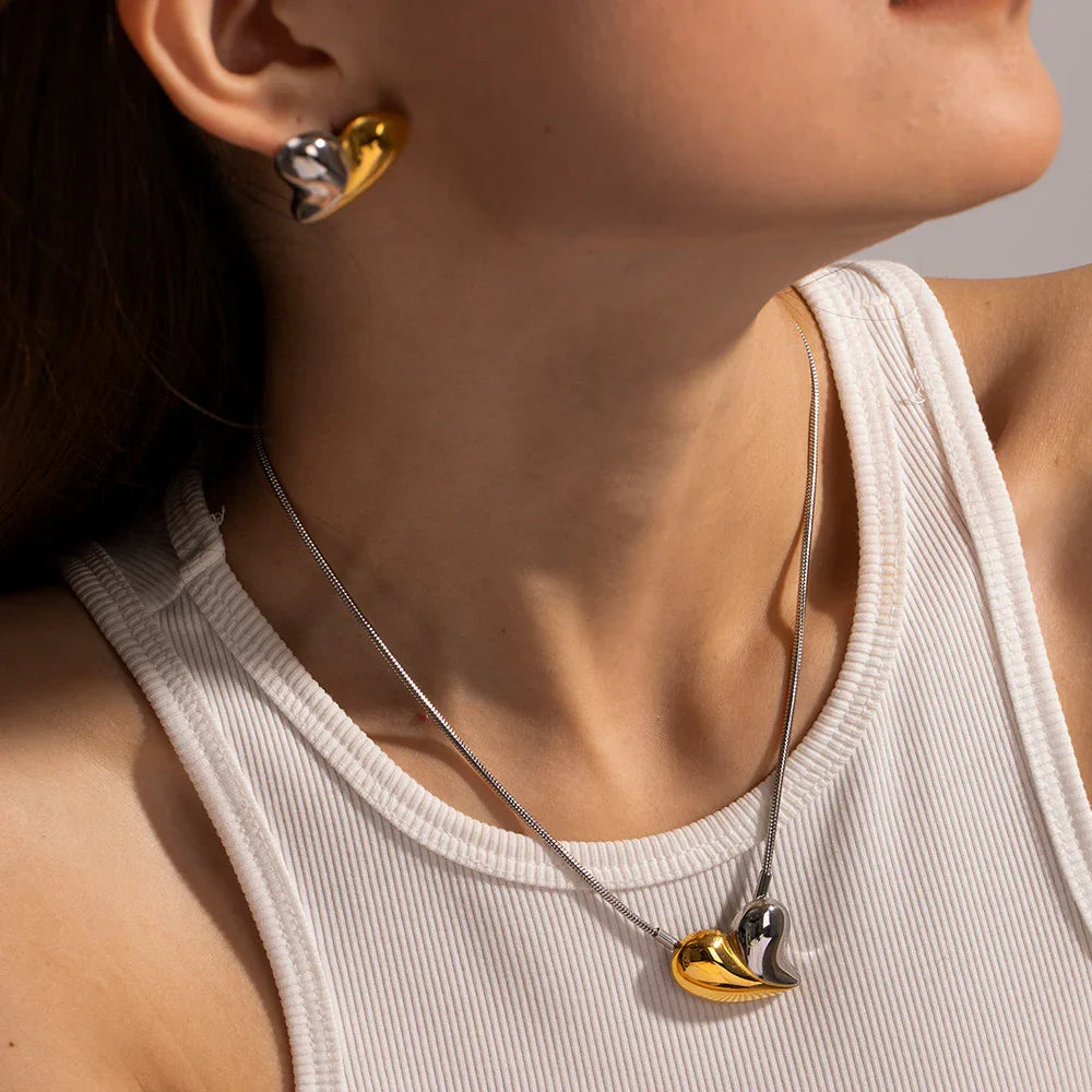 Gold-Plated Heart Necklace with Stainless Steel Chain