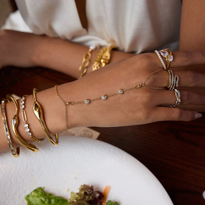 Gold Plated Cubic Zirconia Chain Bracelet for Women