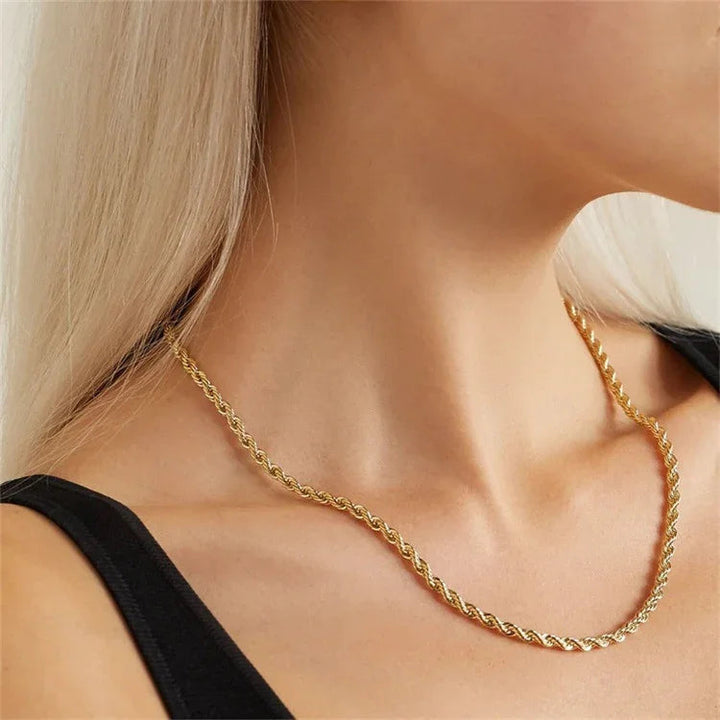 Gold-Plated Rope Chain Jewelry Set