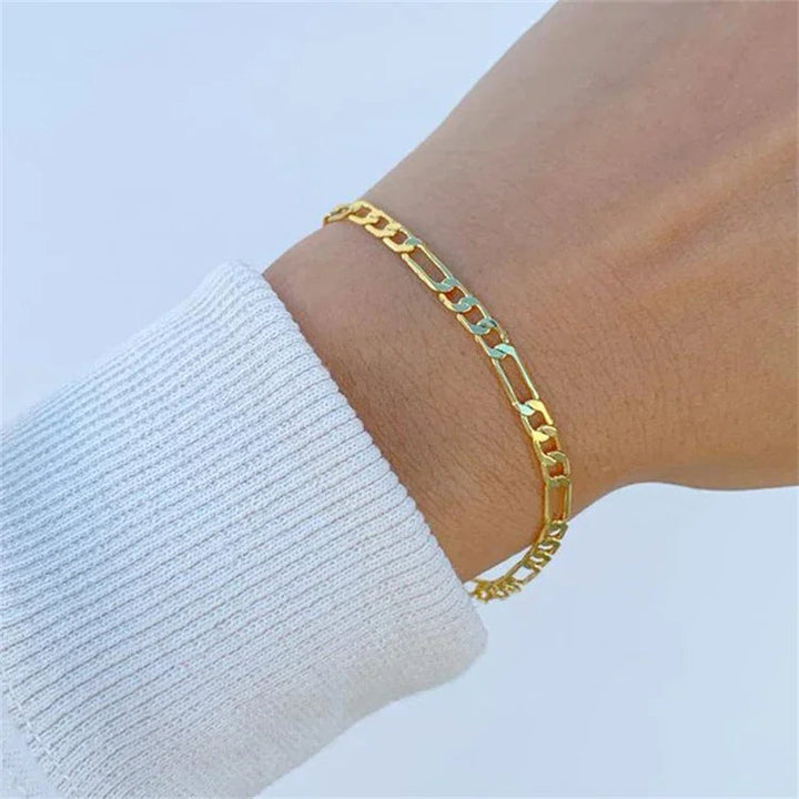 Gold-Plated Figaro Chain Bracelet for Women