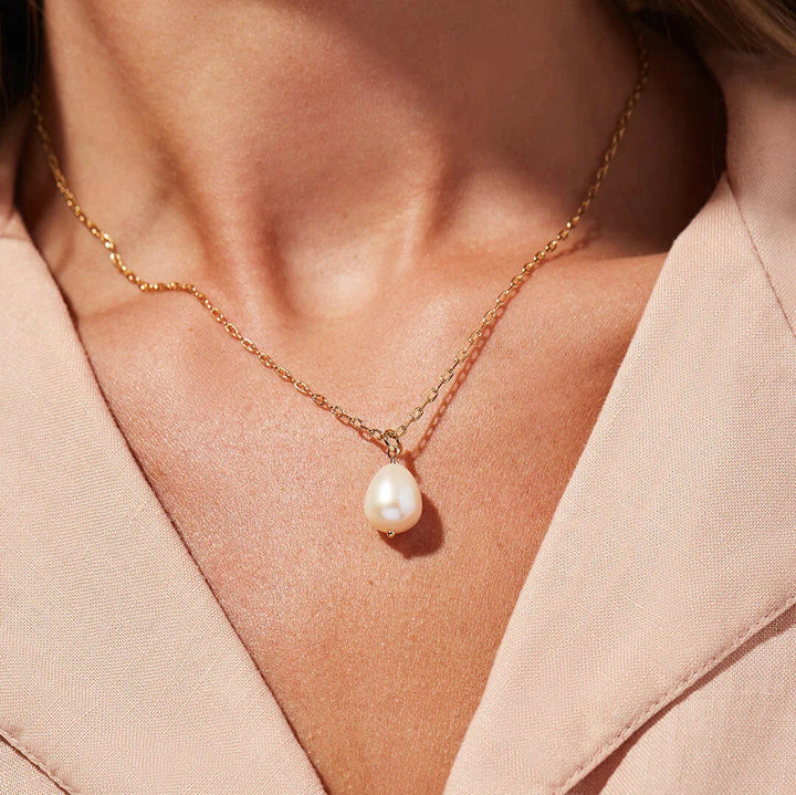 Gold-Plated Faux Pearl Necklace 2-Piece Set