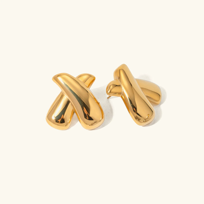 Crossover Stud Earrings with Polished Finish