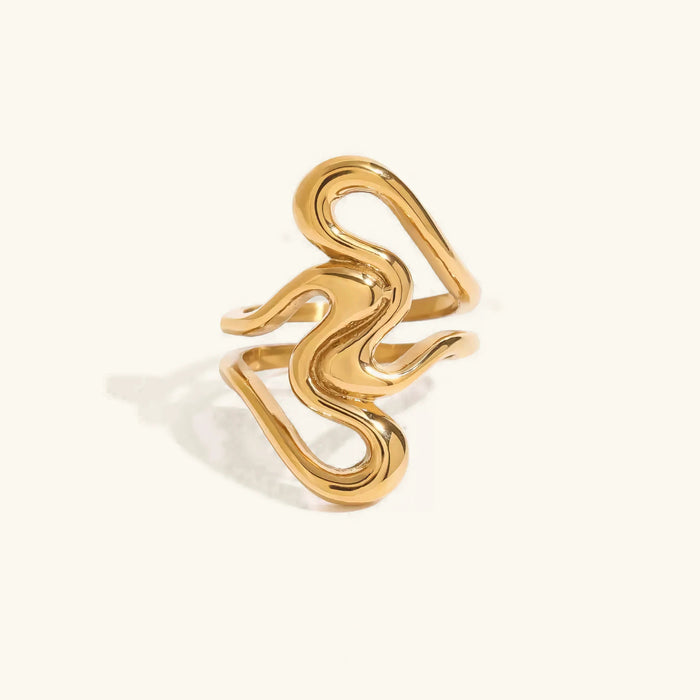 Women's Abstract Wave Ring in Gold-Tone Finish
