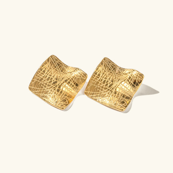 Textured Square Stud Earrings with Post Back