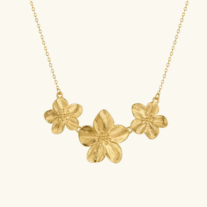 Women's Triple Flower Pendant Necklace Delicate Chain