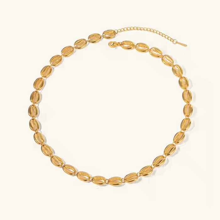 Shell Necklace Adjustable Chain with Oval Links