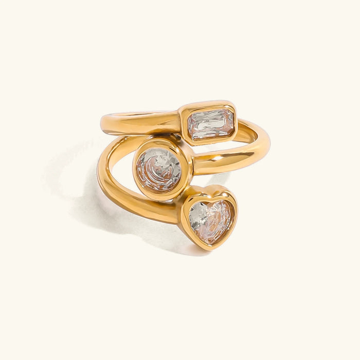 Women's Layered Ring with Three Diamond Accents