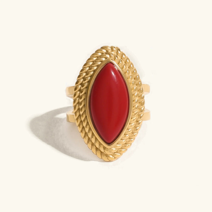 Women's Marquise Statement Ring with Textured Gold Setting