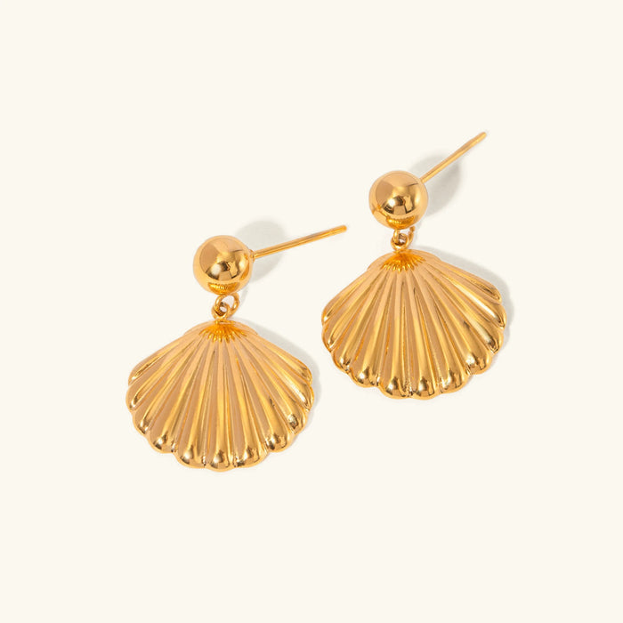 Shell Drop Earrings with Gold-Tone Ball Studs