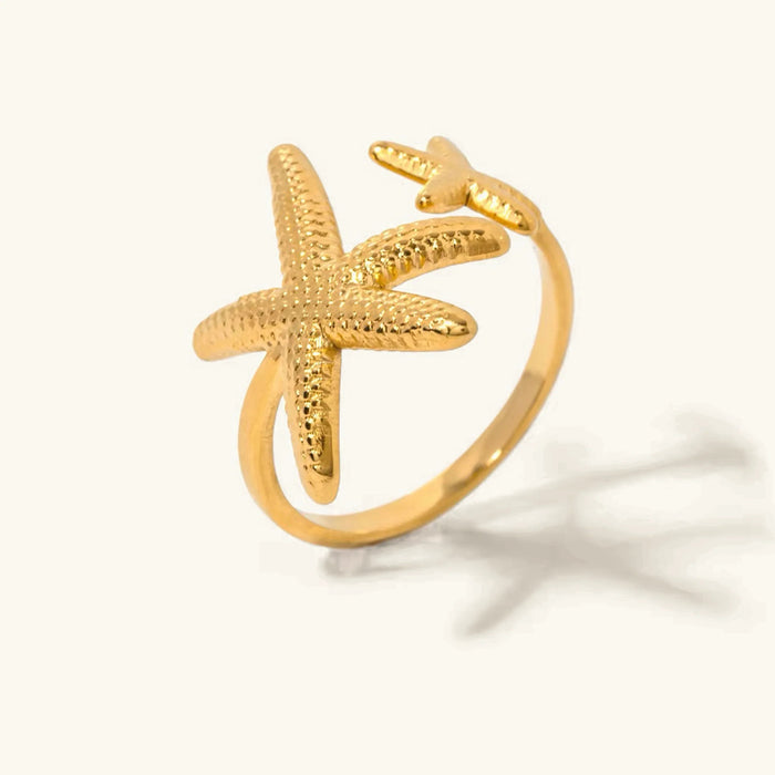 Women's Starfish Adjustable Ring in Gold Finish