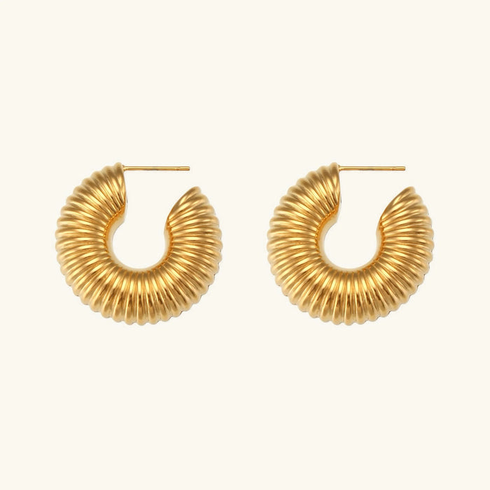 Women's Textured Gold Hoop Earrings Chunky Design
