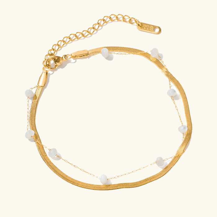 Women's Freshwater Pearl Anklet with Gold Flat Chain