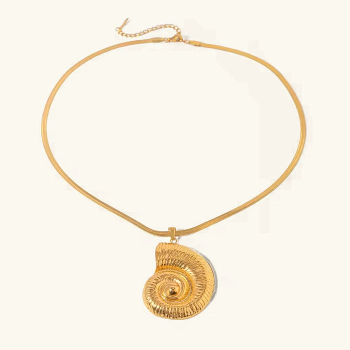 Gold Nautilus Shell Pendant Necklace Adjustable Chain