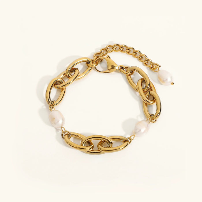 Women's Pearl Chain Bracelet with Adjustable Extension