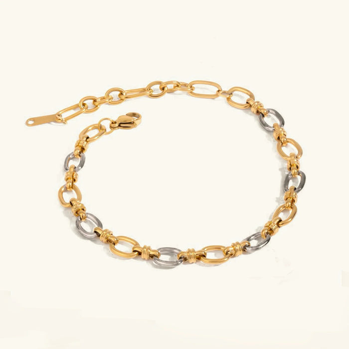 Two-Tone Chain Bracelet with Lobster Clasp and Extender
