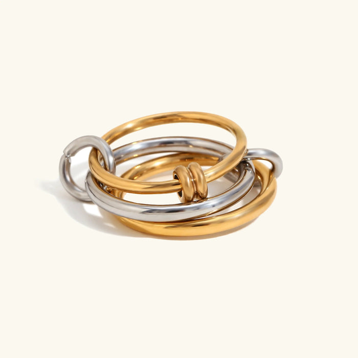 Two-Tone Stacking Rings Set with Gold and Silver Bands