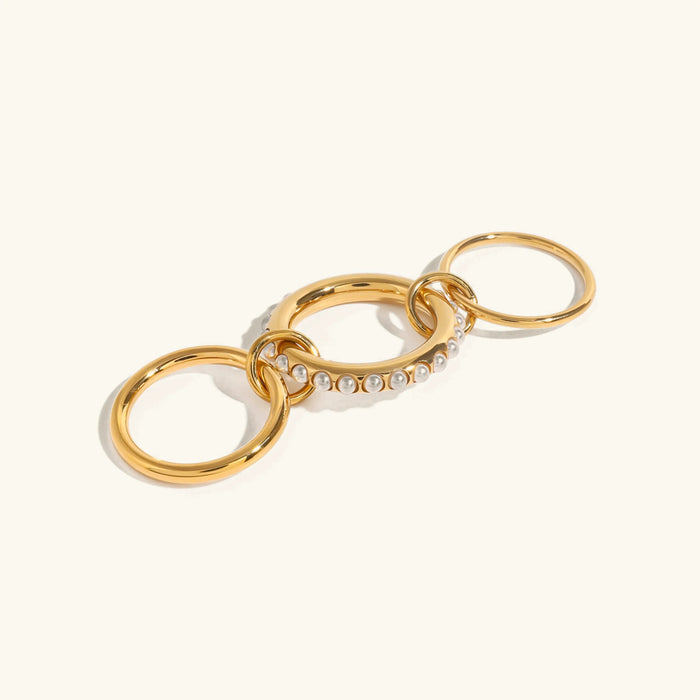 Women's Stacked Ring Set with Freshwater Pearls
