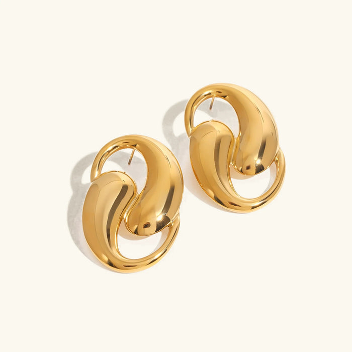 Women's Gold Interlocking Hoop Earrings with Post Back