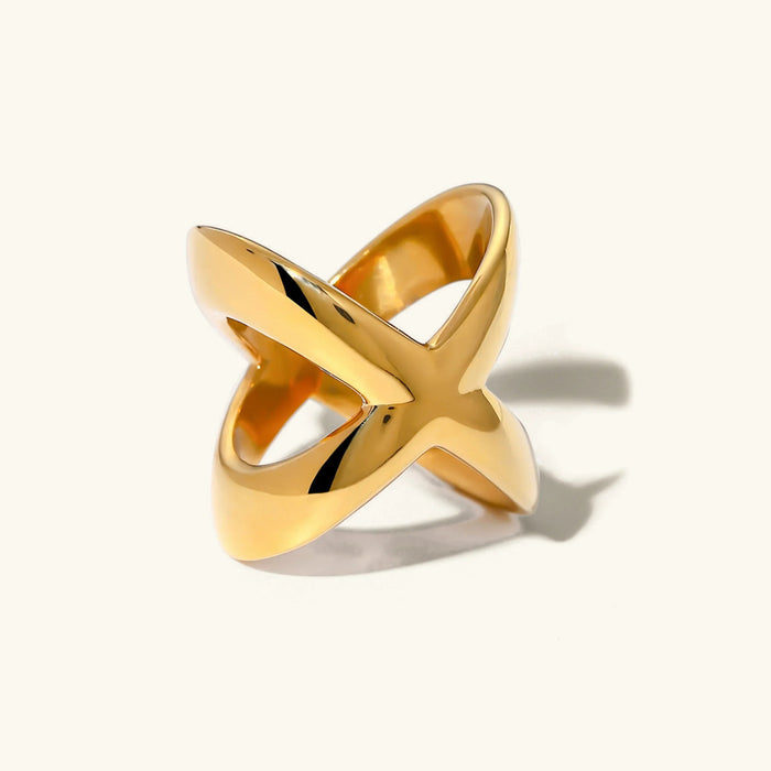 Women's Gold Cross Ring Adjustable Stainless Steel