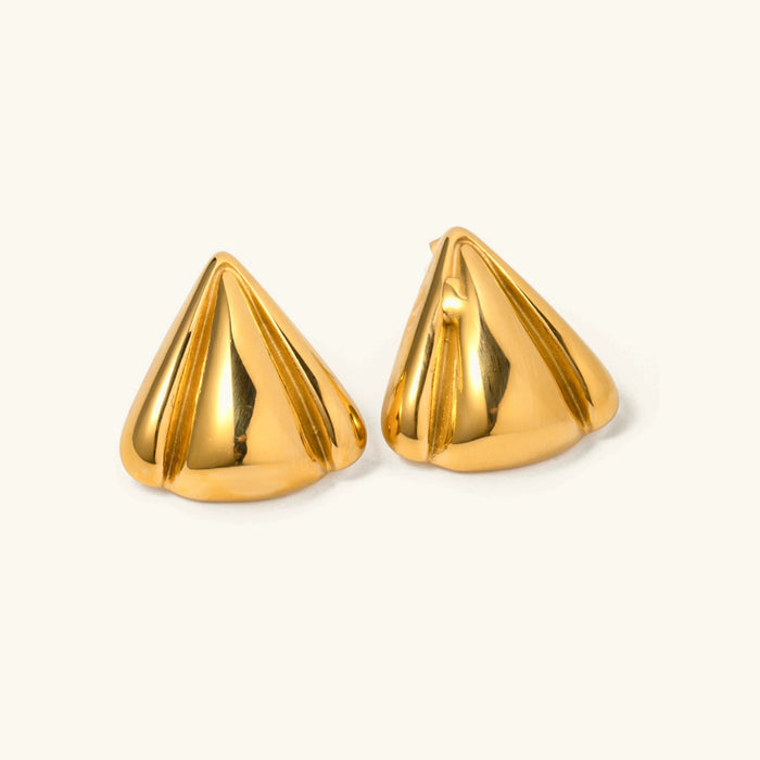 Gold-Tone Curved Triangle Stud Earrings Vintage Design
