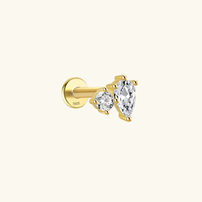 Diamond Flat Back Stud with Marquise and Round Stones