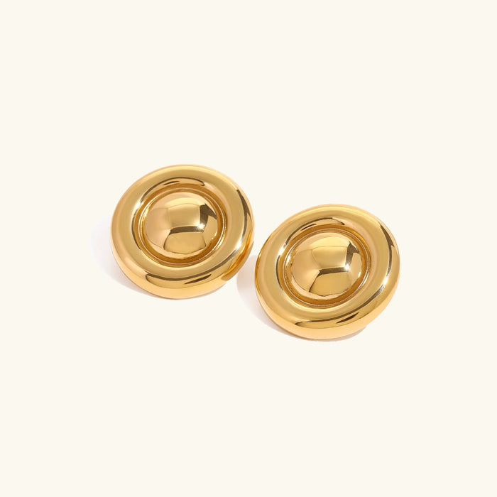 Women's Round Button Stud Earrings Statement Post