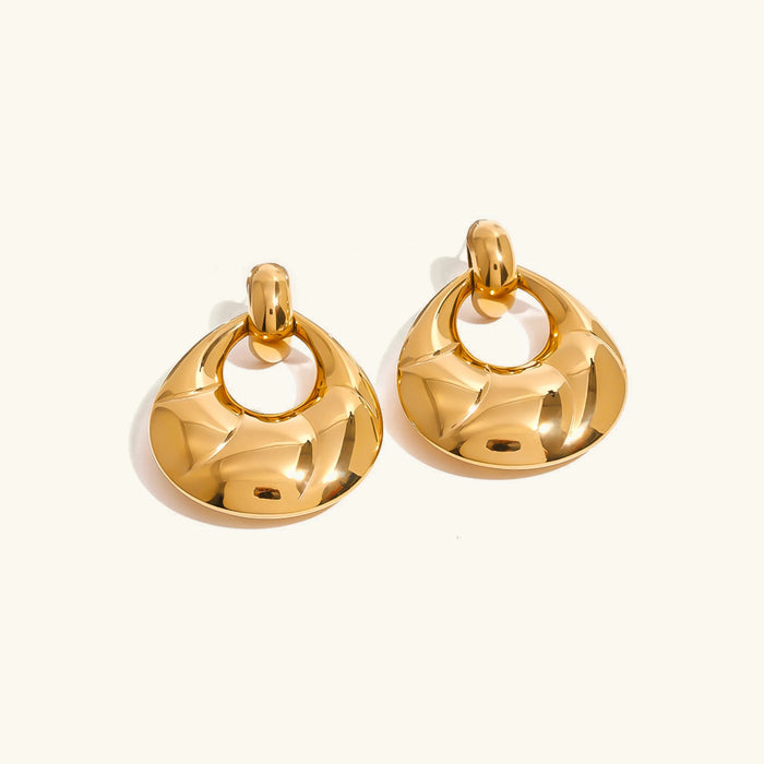 Women's Chunky Gold Drop Earrings with Doorknocker Design