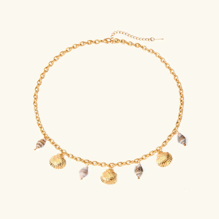 Shell Charm Chain Necklace with Adjustable Clasp