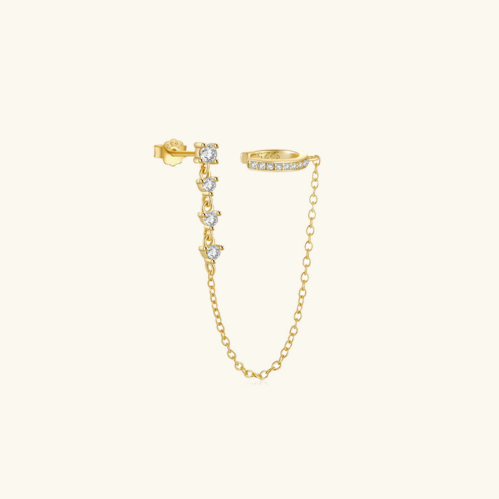 Chain Cuff Earring with Stud and Ear Cuff Connection