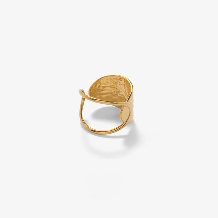 Women's Hammered Crescent Ring Adjustable Statement