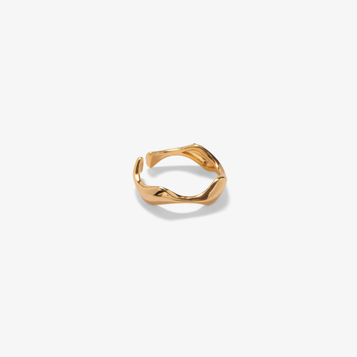 Wavy Ring Adjustable Open Band Twisted Design