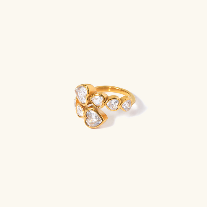 Heart-Shaped Cubic Zirconia Ring Adjustable Fit