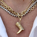 Gold-Plated CZ Boot Pendant Necklace for Women