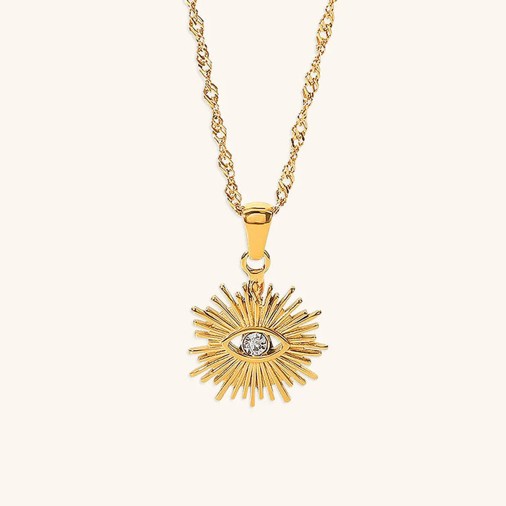 Gold-Plated CZ Sun Pendant Necklace for Women