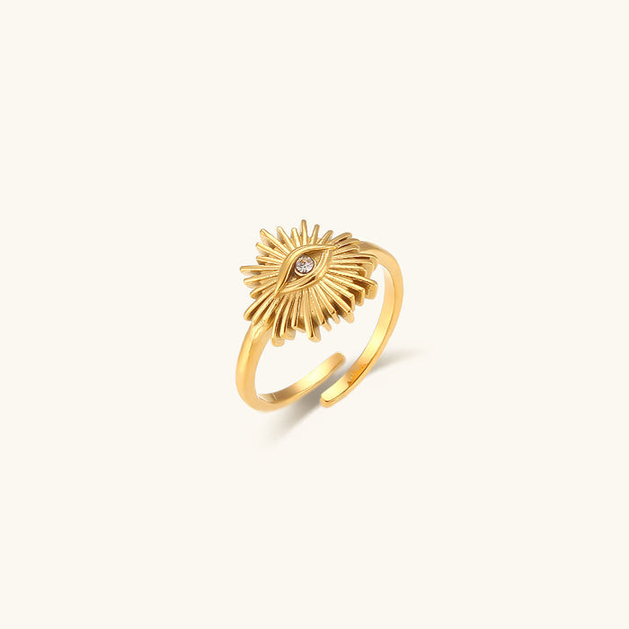 Adjustable Sun Eye Ring with Radiant Design