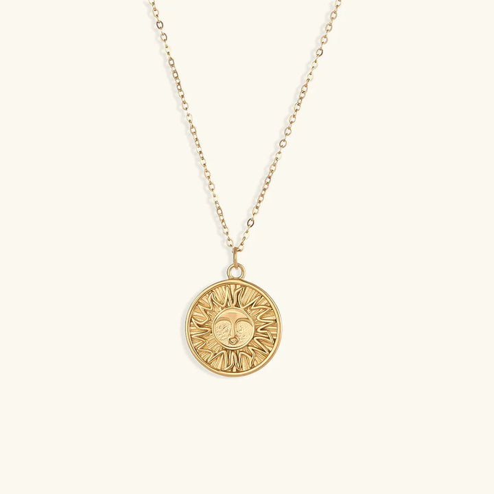 Gold-Plated Sun Pendant Necklace For Women