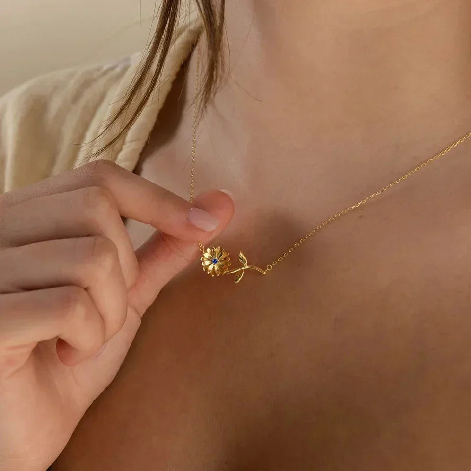 Gold-Tone Crystal Flower Necklace Jewelry Set