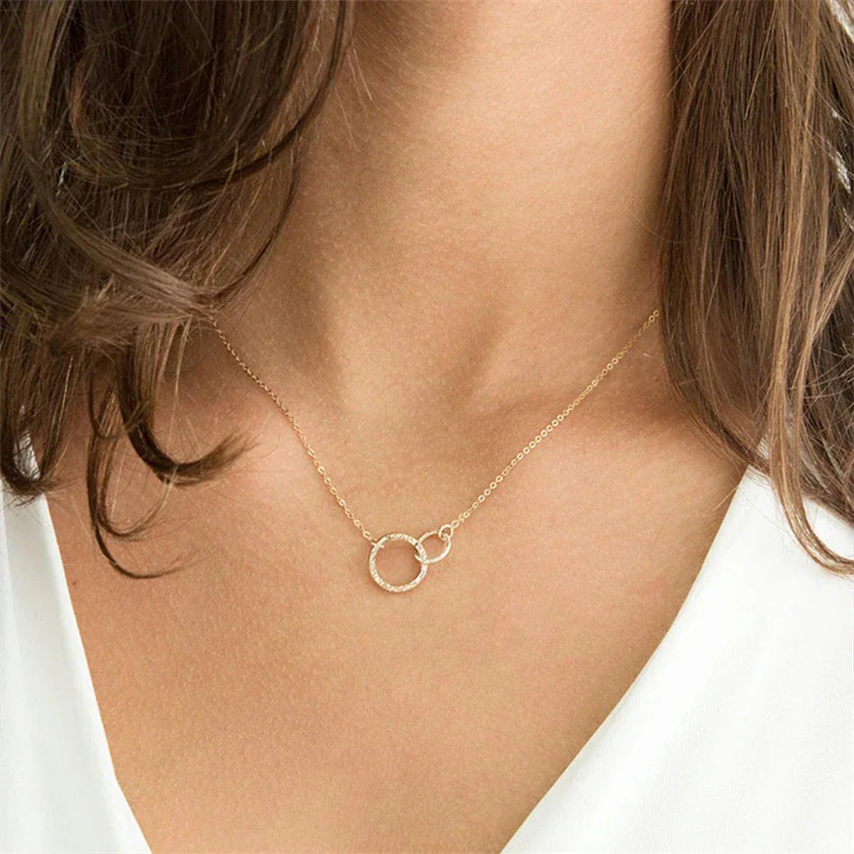 Gold-Tone Interlocking Hoop Pendant Necklace