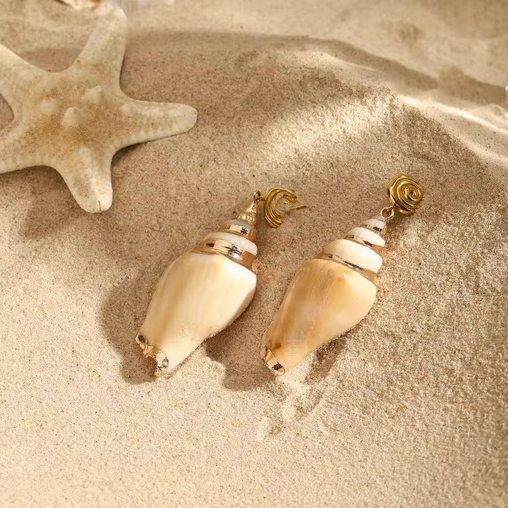 Gold-Plated Seashell Drop Earrings for Women