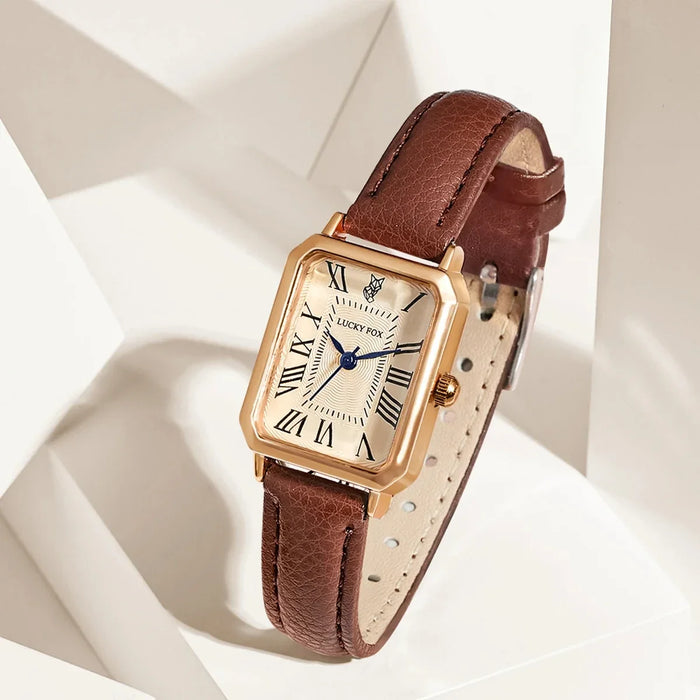 Women's Rectangular Quartz Watch Roman Numeral Dial