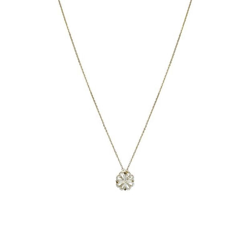 Gold magnetic four leaf clover heart necklace
