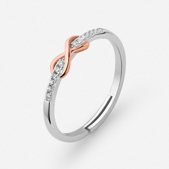 Women's Infinity Symbol Adjustable Ring with Cubic Zirconia