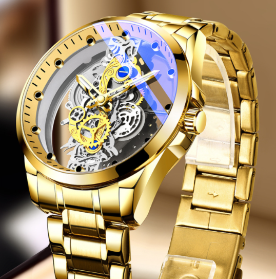 Men's Skeleton Quartz Watch with Luminous Hands