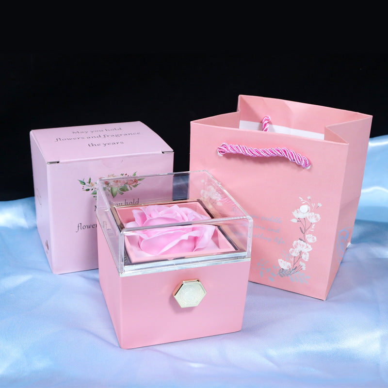 Red rotating rose jewelry gift box
