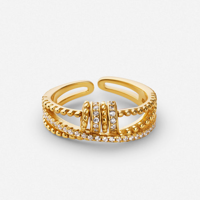 Infinity Knot Adjustable Ring with Crystal Detail