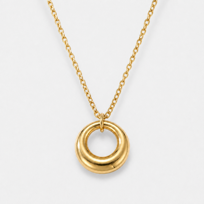 Women's Circle Pendant Necklace with Adjustable Chain