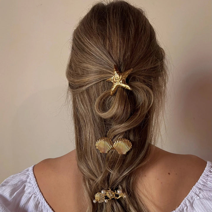 Gold-Plated Shell Hair Clip for Women