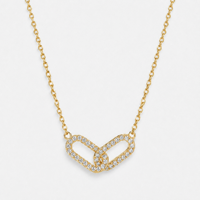 Women's Interlocking Heart Pendant Necklace with Crystals